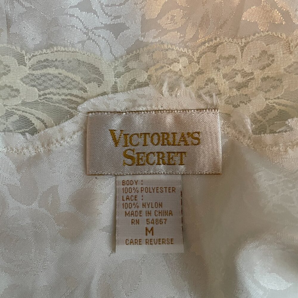 Vintage Victorias Secret Women M White Lingerie Set Gold Label Lace High Leg - Picture 10 of 11